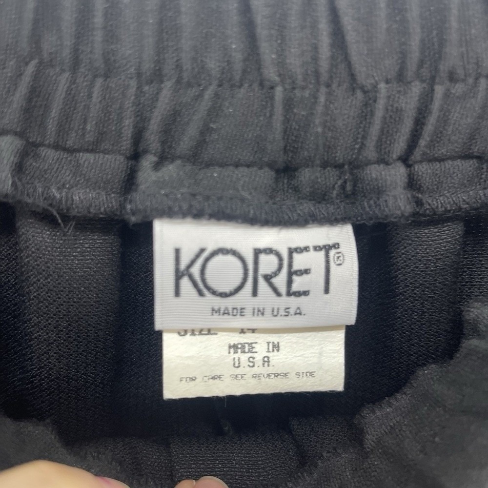 Vintage Koret Pleated Midi Skirt Sz 14 Black Elastic Waist Cottage Academia USA - Picture 3 of 9